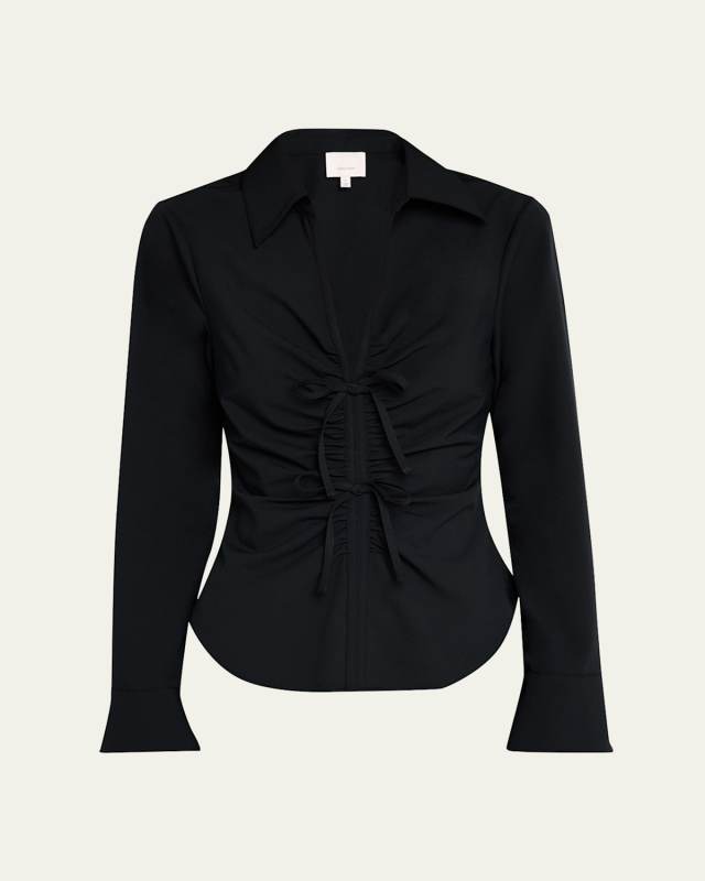 Paige Collared V-Neck Twist-Front Top